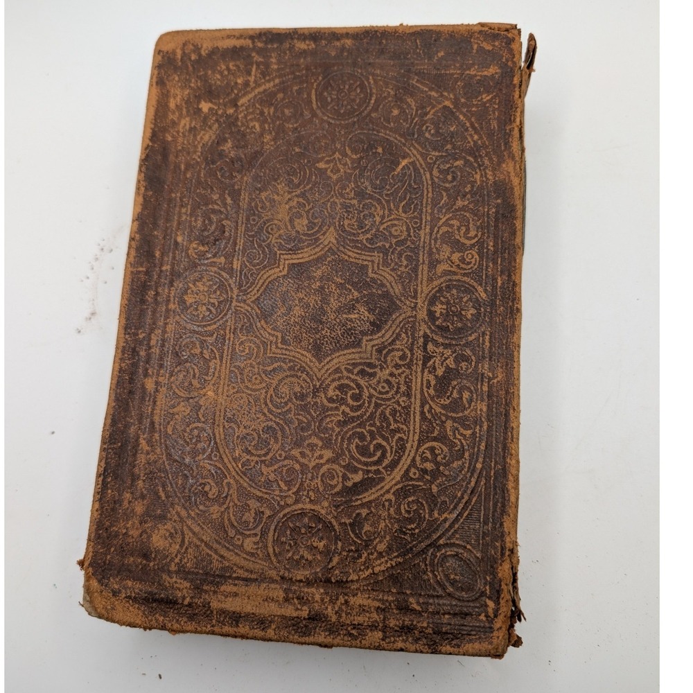 1870 American Bible Society New Testament Psalms Brown Leather 1800's Ephemera